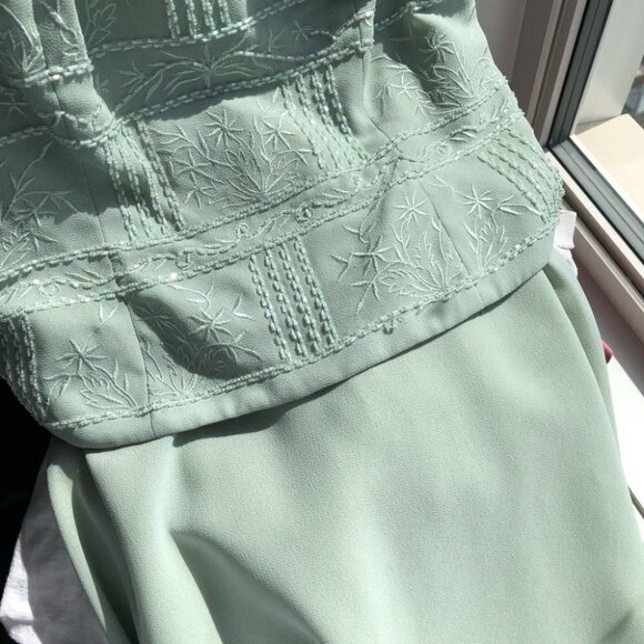 VINTAGE Karen Miller Sage Green Beaded Gown with Shawl  Size 8 - Picture 12 of 13